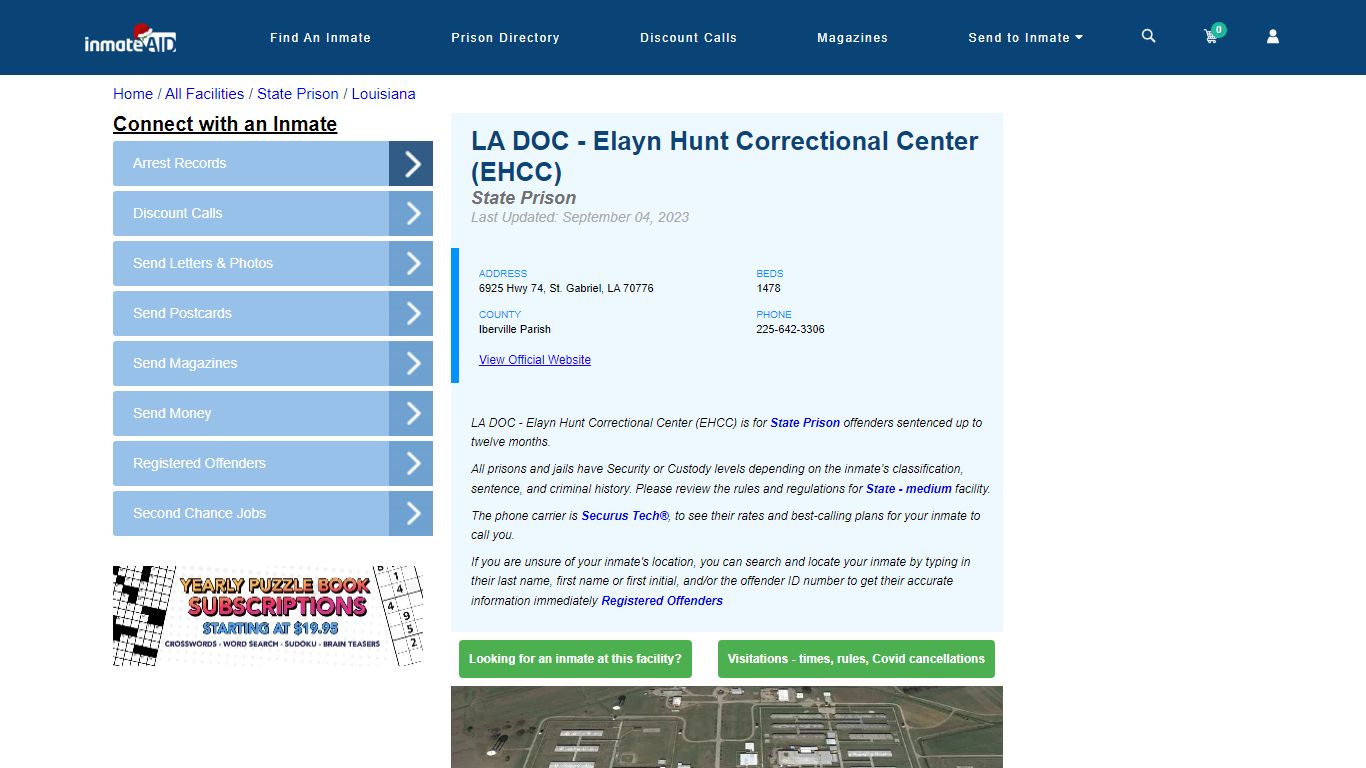 LA DOC - Elayn Hunt Correctional Center (EHCC) & Inmate Search ...